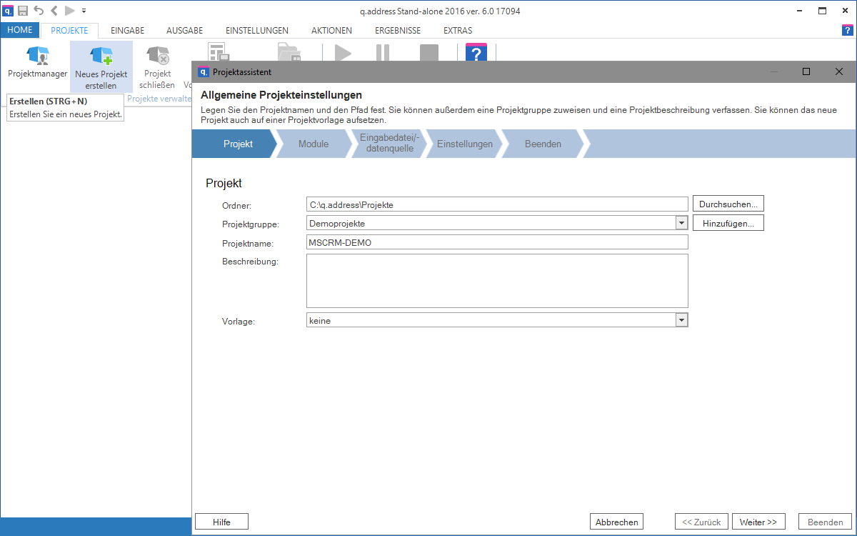 00010 CRM Project Einstellungen